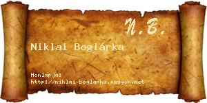 Niklai Boglárka névjegykártya